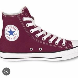 Maroon high top converse